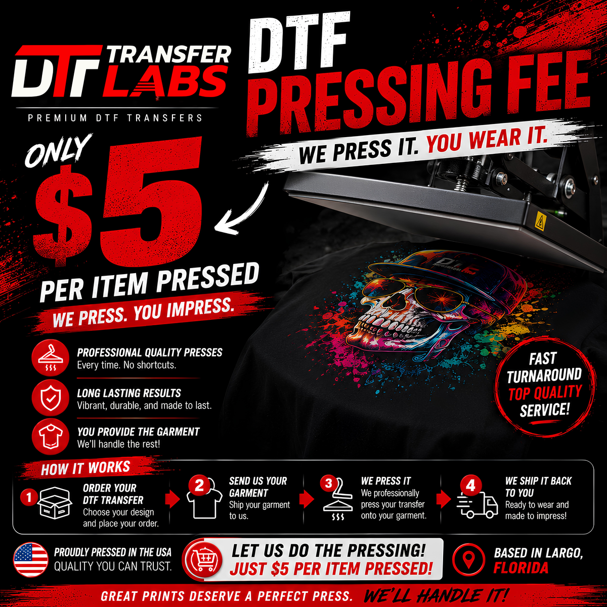 DTF Pressing Fee